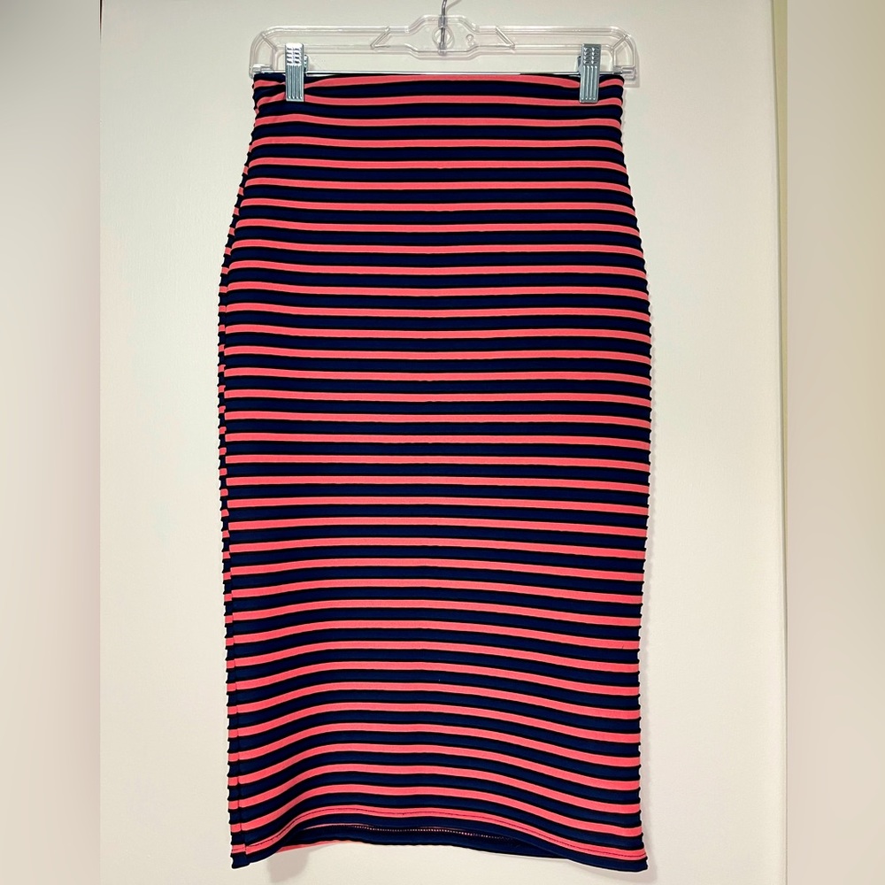 Topshop Striped Midi Skirt